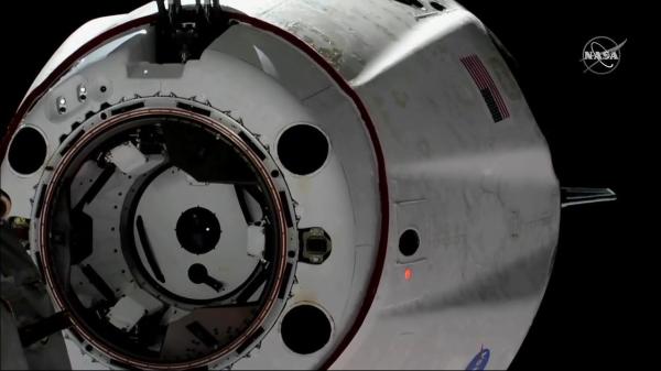 The uncrewed SpaceX Crew Dragon spacecraft just moments after